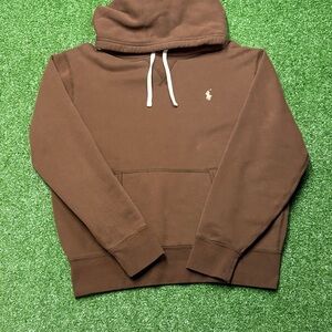 Polo by Ralph Lauren Brown Pullover Hoodie with White Drawstrings